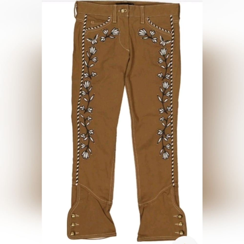Isabel Marant Jeans Runway Butterfly Flowers Embroidered Rare Bootcut 24US 34FR